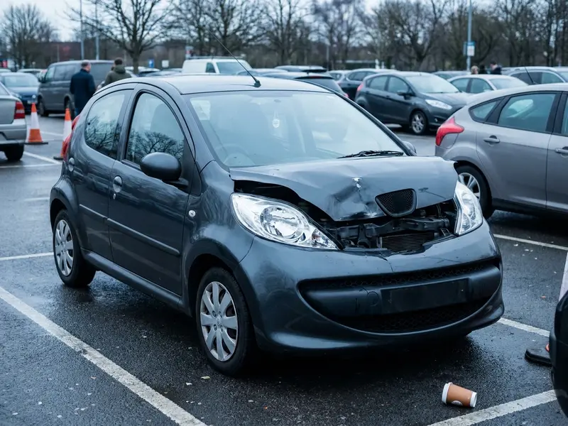 Voiture à l'avant enfoncé après un accident